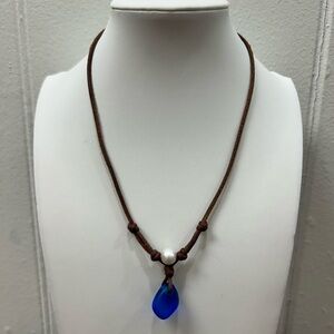 Wendy Mignot Blue Gemstone & Pearl Pendant Necklace